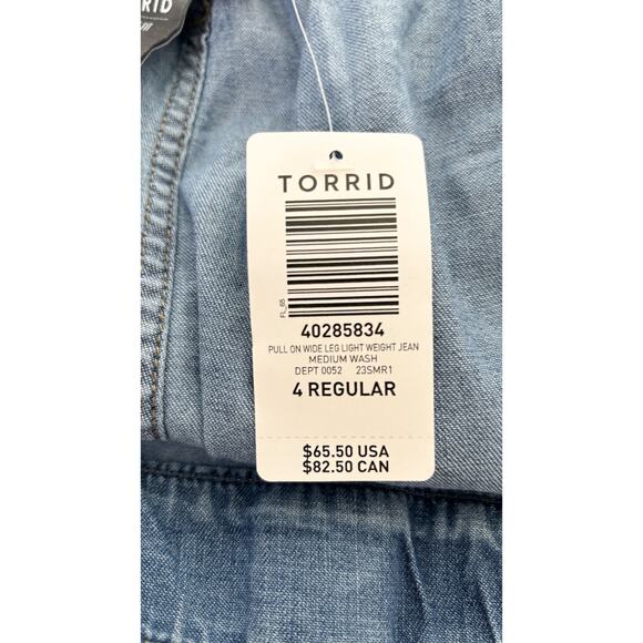 Torrid Pull On Mid Rise Wide Leg Light Weight Jean Womens Plus Size 4X New - Picture 11 of 13